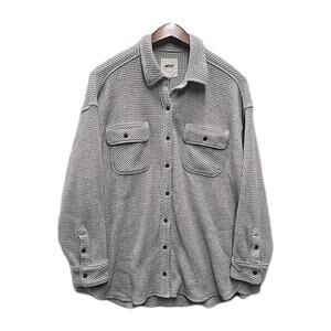 Aerie Womens Lumber Jane Waffle Shirt Shacket S Button Down Oversized Gray Cozy